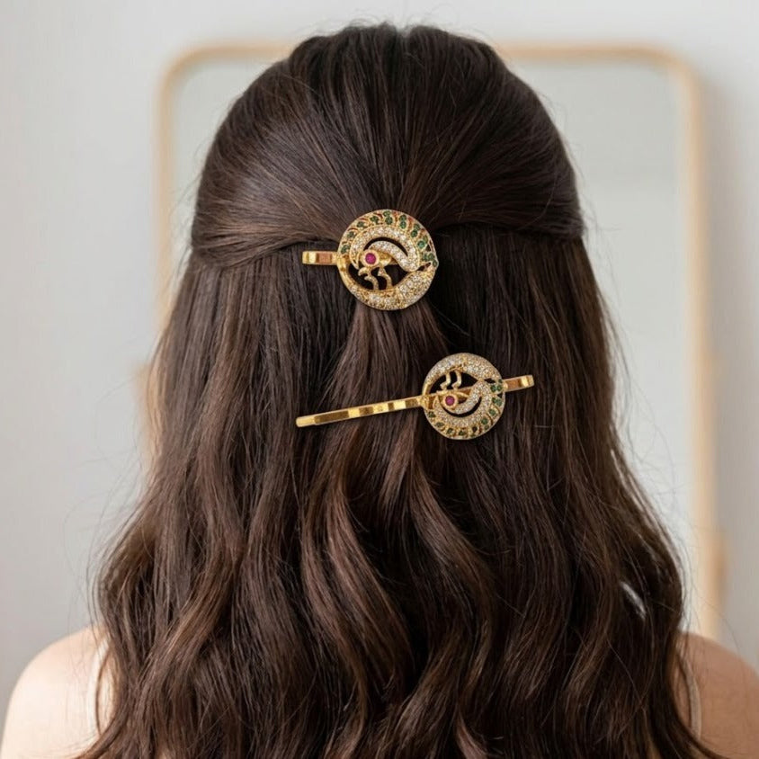 AD peacock hair pin