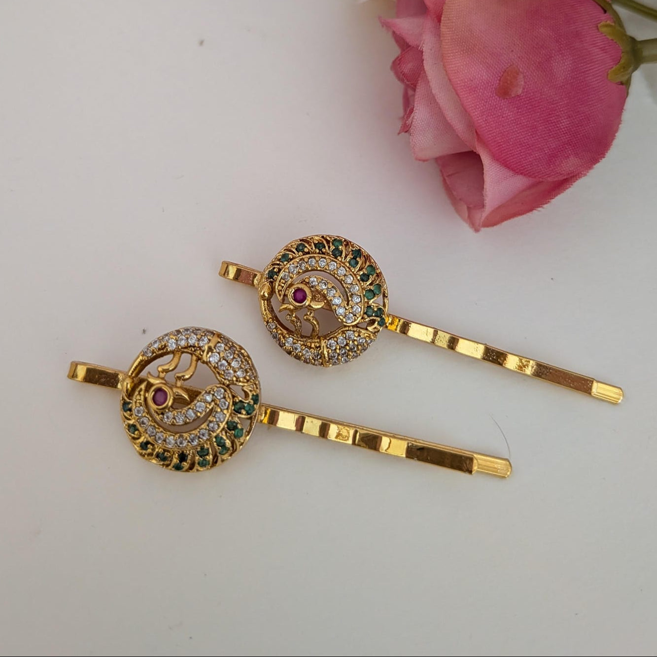 AD peacock hair pin