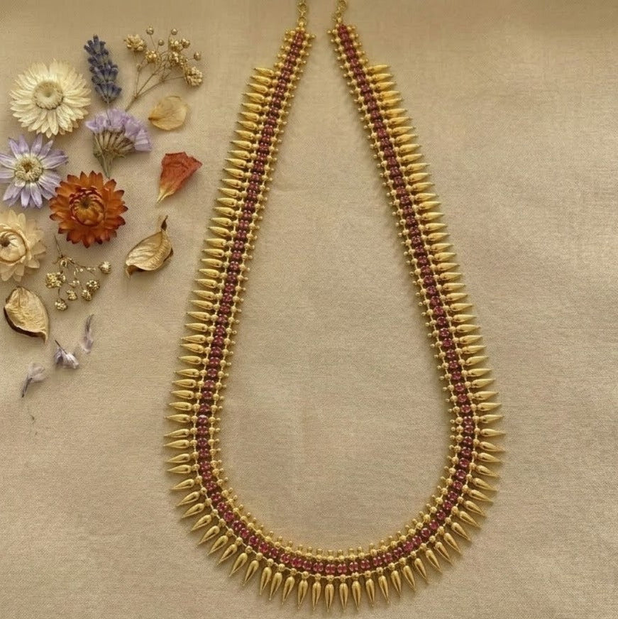 Long Molla mottu traditional ruby stone Microplated Kerala design