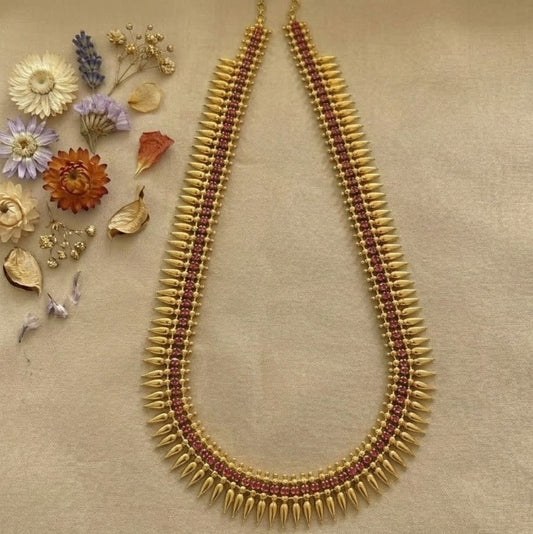 Long Molla mottu traditional ruby stone Microplated Kerala design