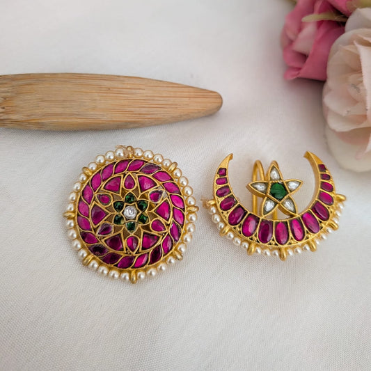 Sun Moon / Suryan Chandran ruby Hair accessory Jadau KUndan