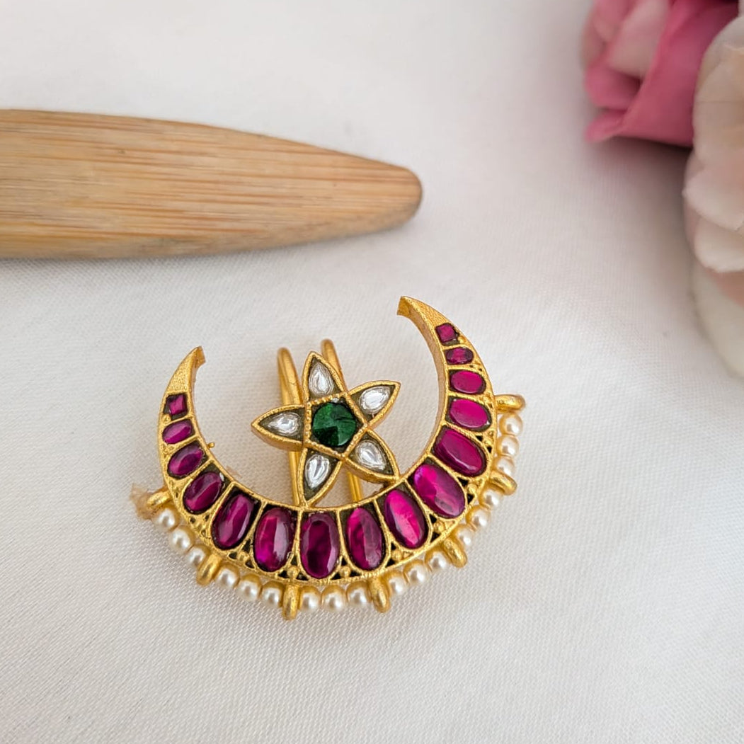 Sun Moon / Suryan Chandran ruby Hair accessory Jadau KUndan