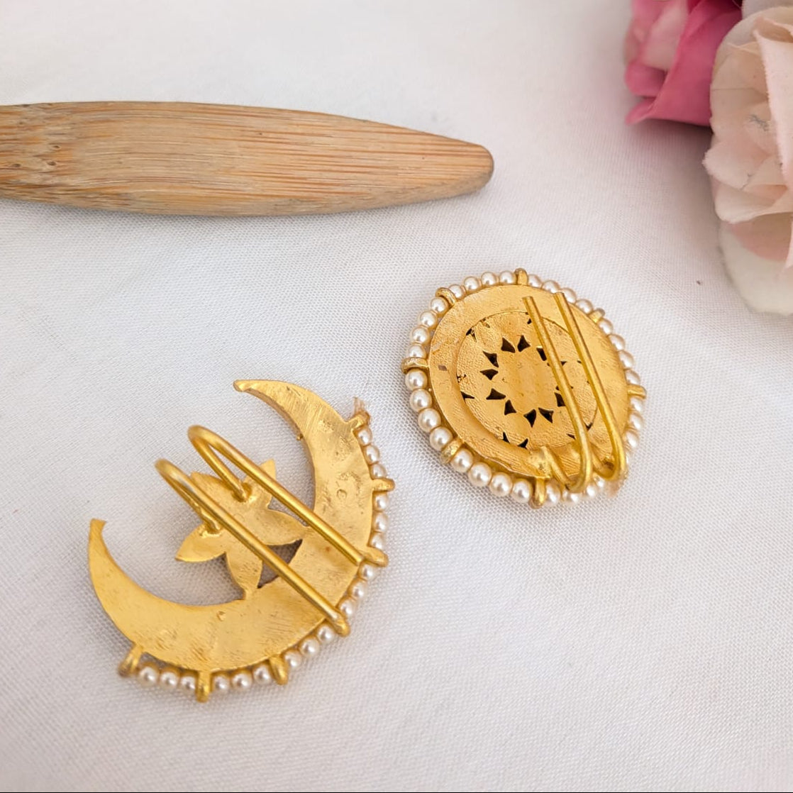 Sun Moon / Suryan Chandran white Hair accessory Jadau KUndan