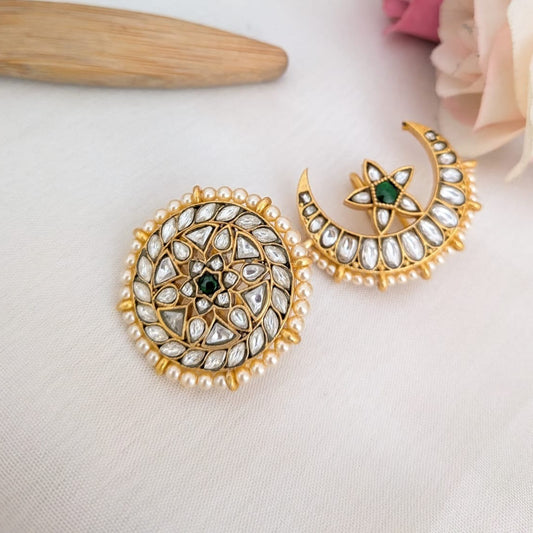 Sun Moon / Suryan Chandran white Hair accessory Jadau KUndan