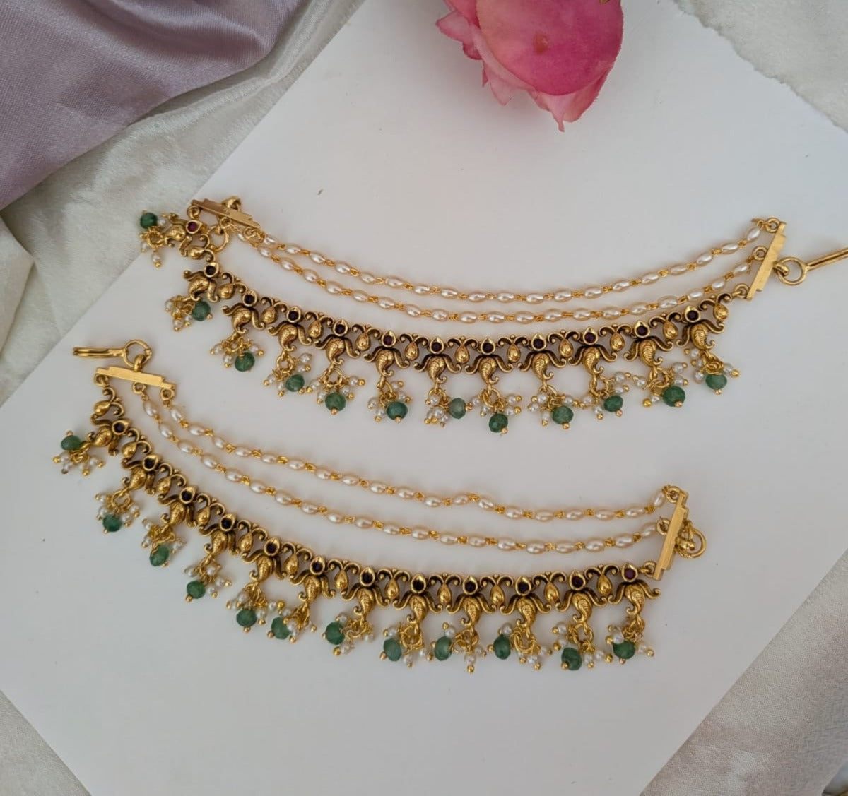 Antique design 3 layer ear chain / Mattel