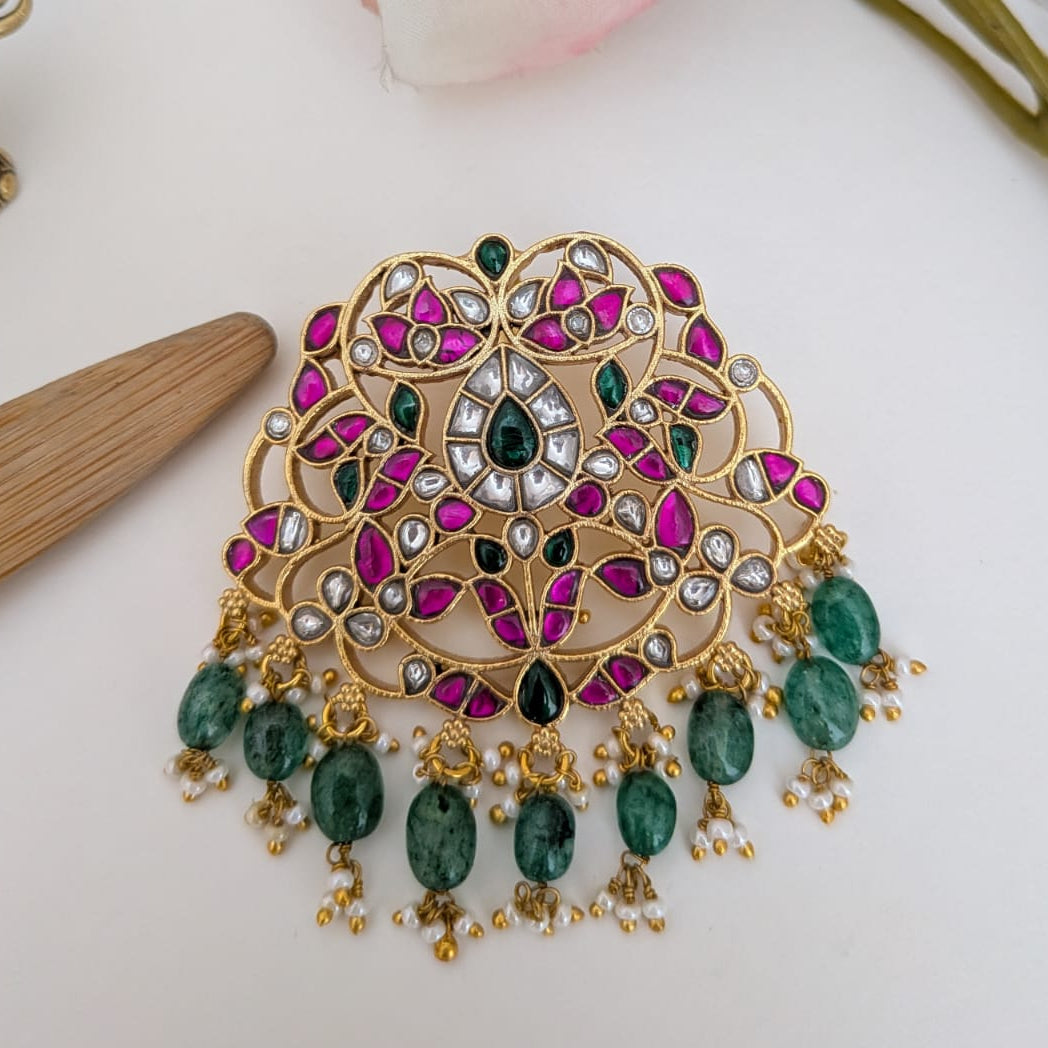 Floral vine Jadau kundan pendant