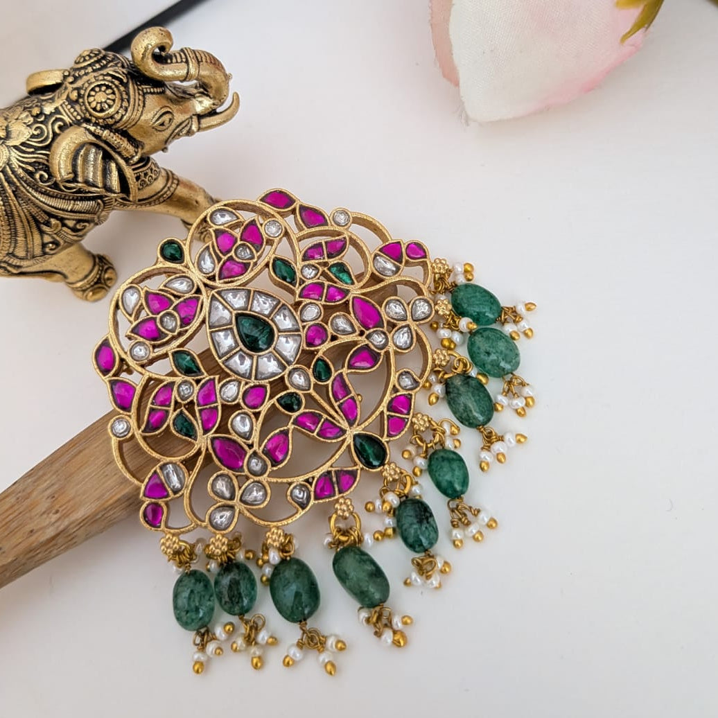 Floral vine Jadau kundan pendant