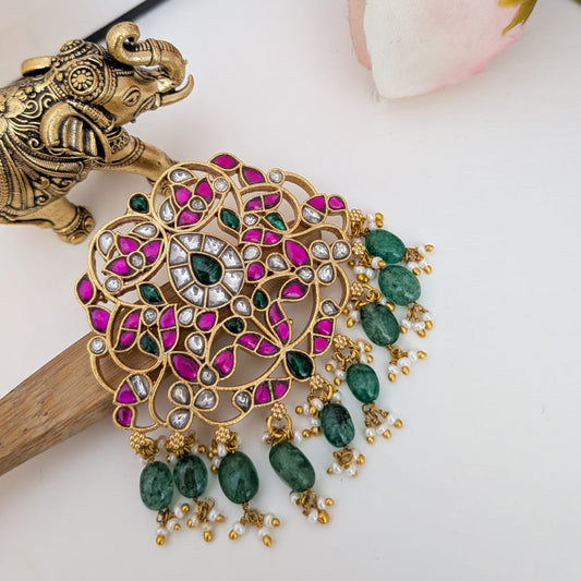 Floral vine Jadau kundan pendant