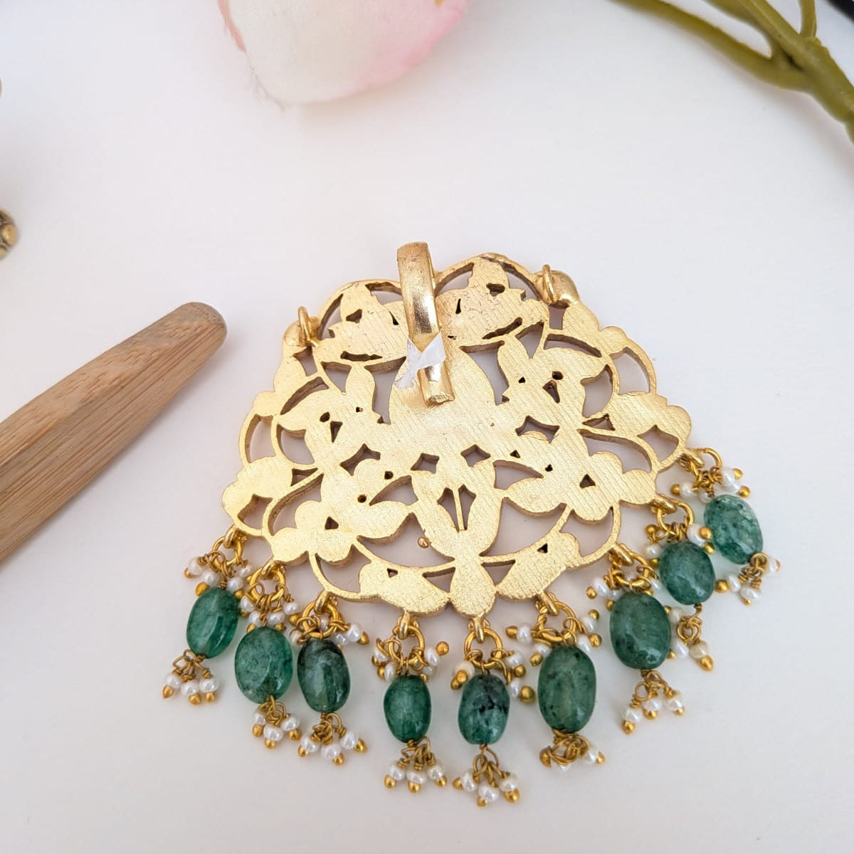 Floral vine Jadau kundan pendant
