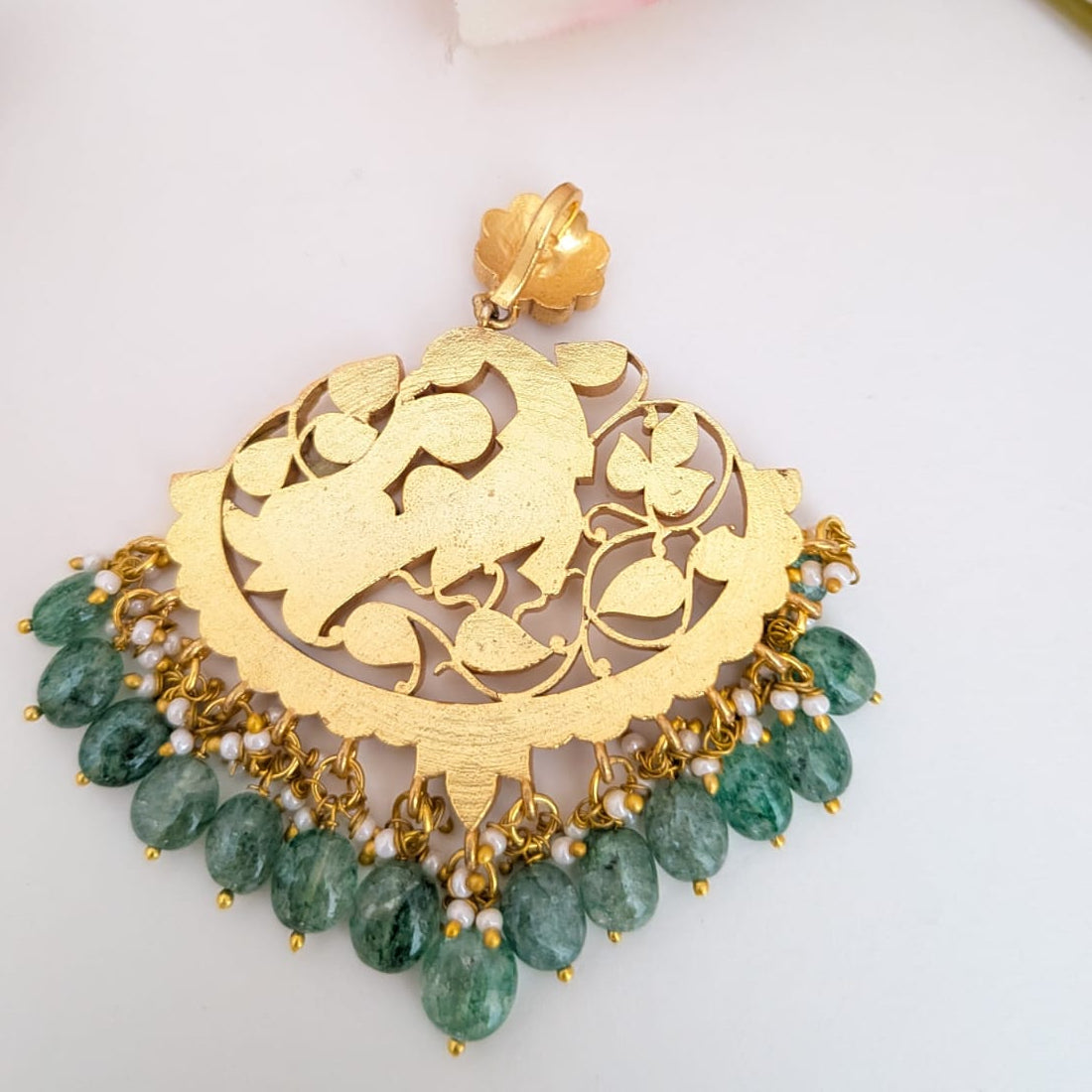 Peacock design Jadau kundan pendant