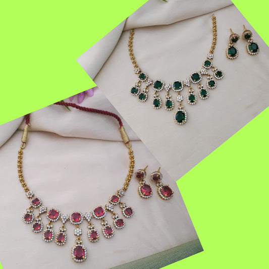 Sparkling CZ stone semi bridal necklace