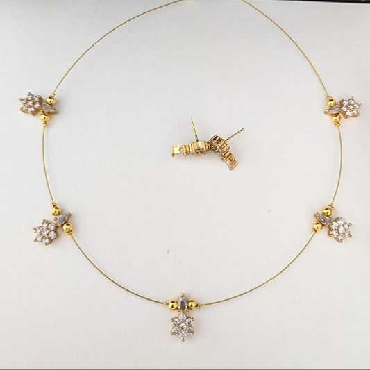 Invisible necklace white floral stone