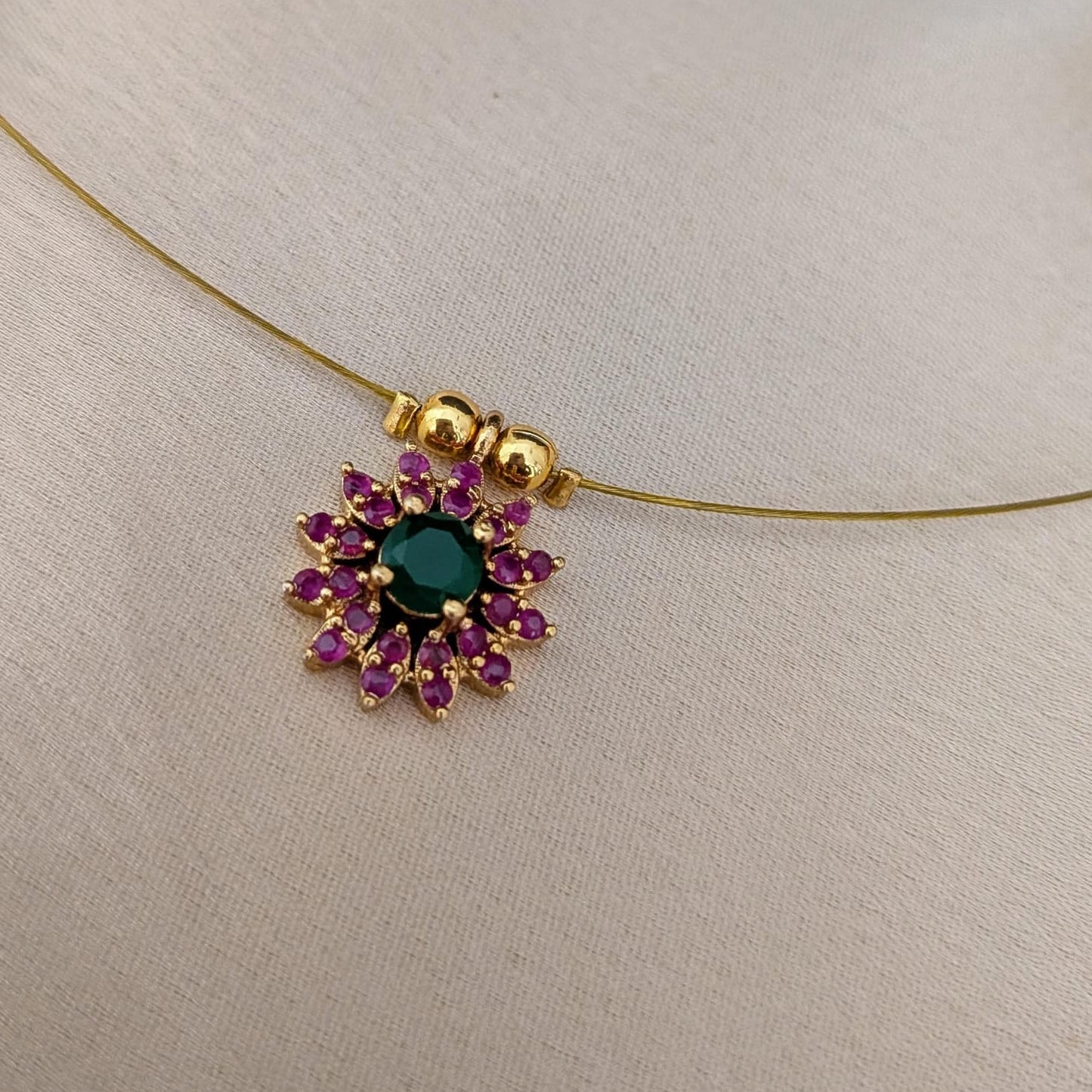 Ruby stone invisible necklace