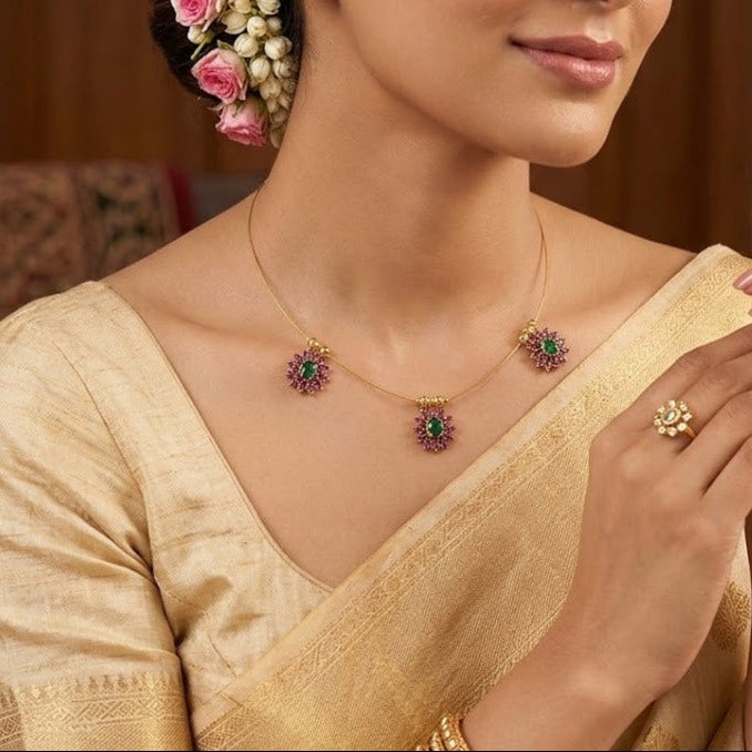 Ruby stone invisible necklace