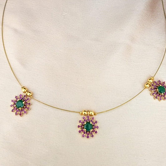 Ruby stone invisible necklace