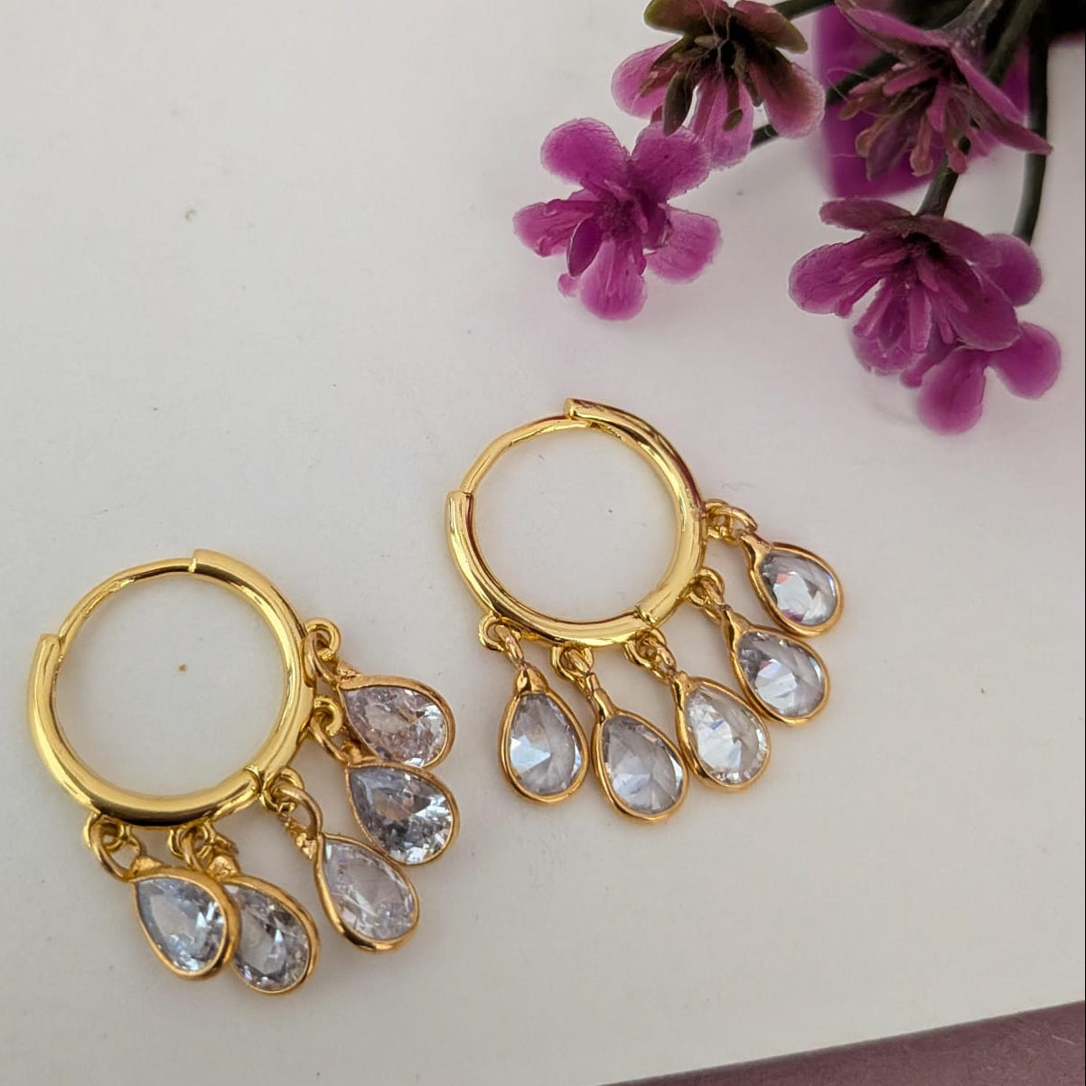 Polki stone hoop earring