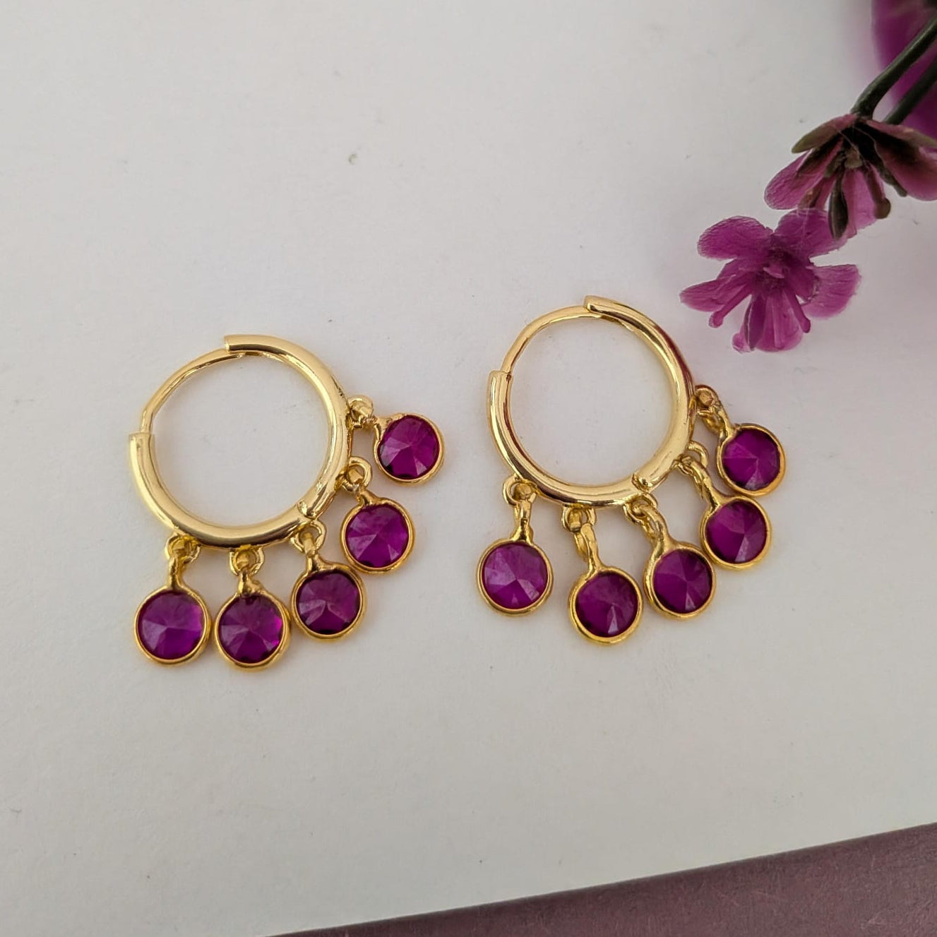 Polki stone hoop earring