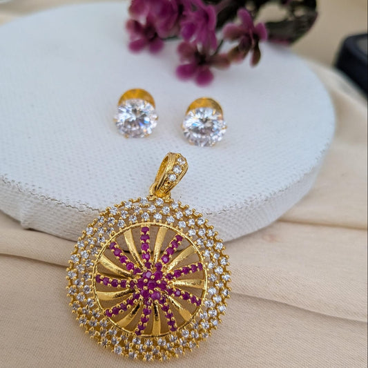AD ruby round with white pendant set