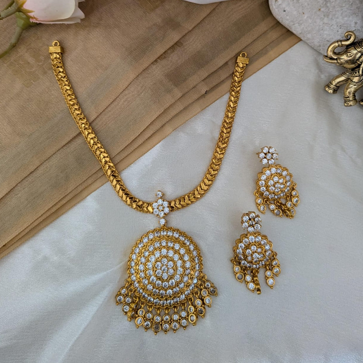 Microplated Round pendant Adigai Choker
