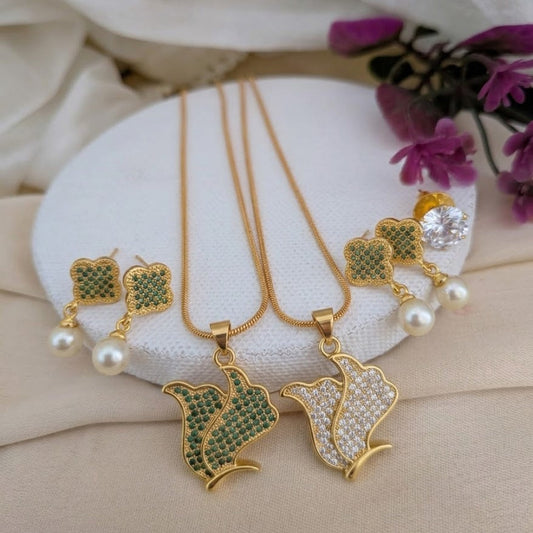 AD white butterfly feather pendant chain