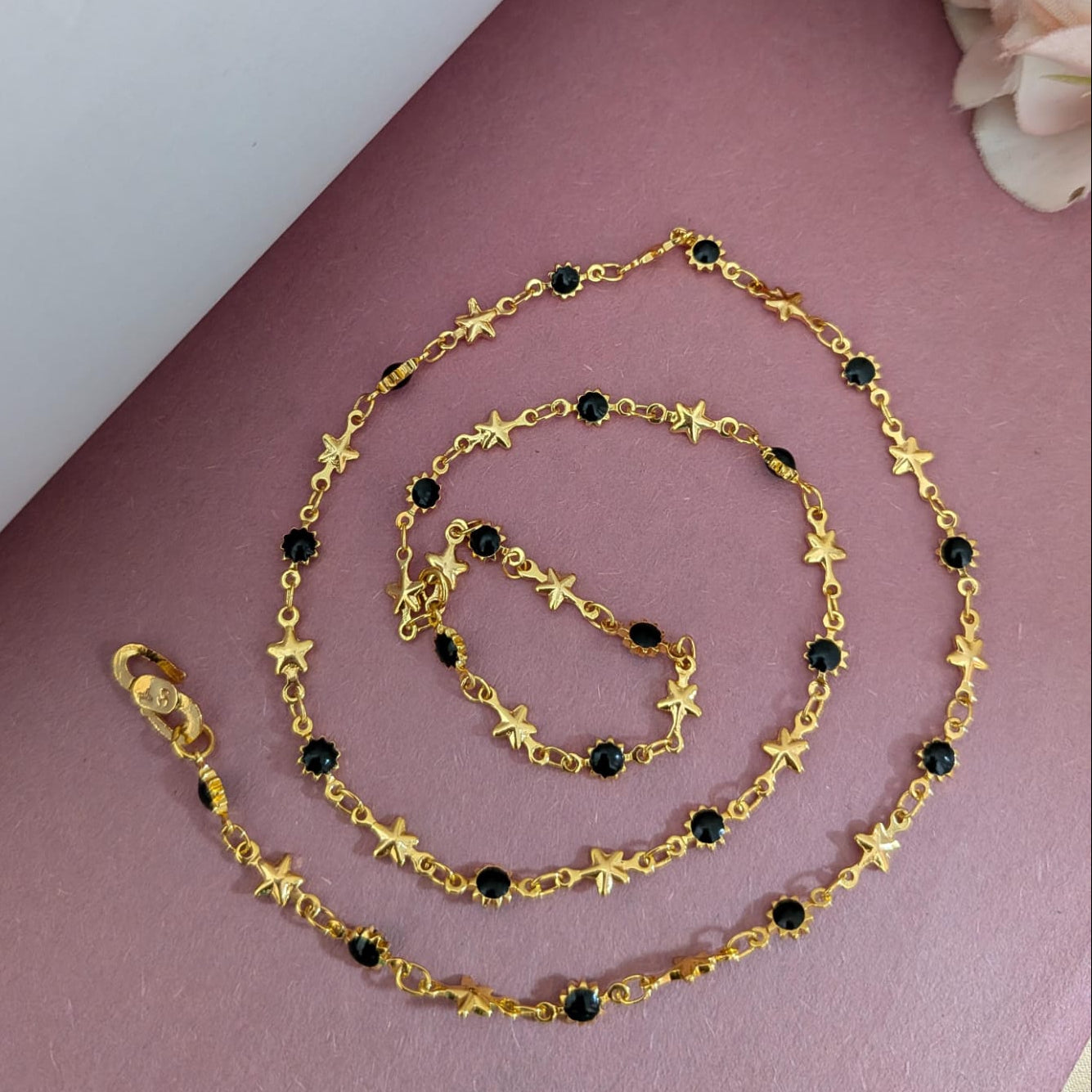 Star with black stone chain