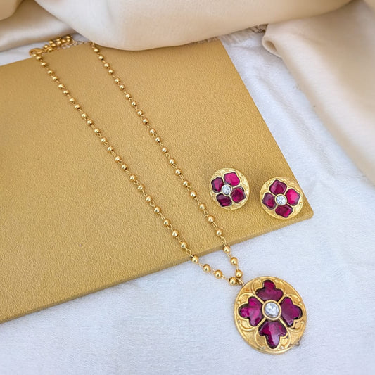 Ruby jadau stone ball chain set