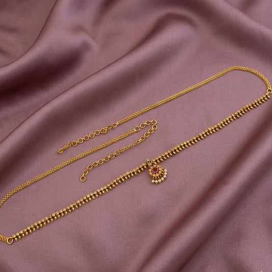 Hip chain white stone studded