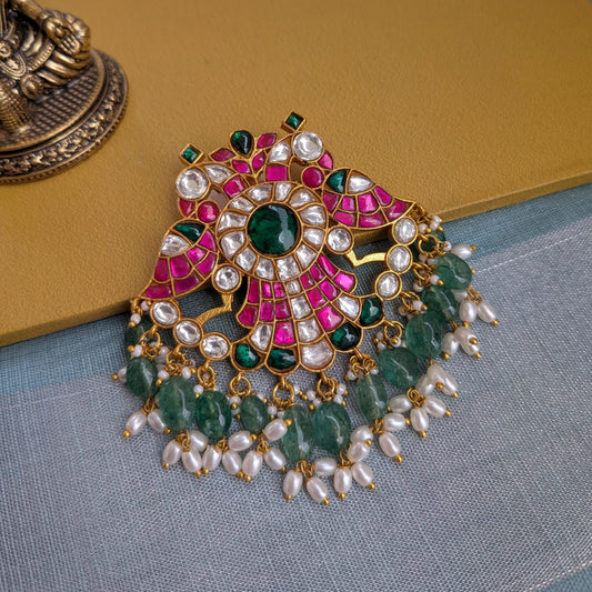 Jadau kundan gandaberunda pendant