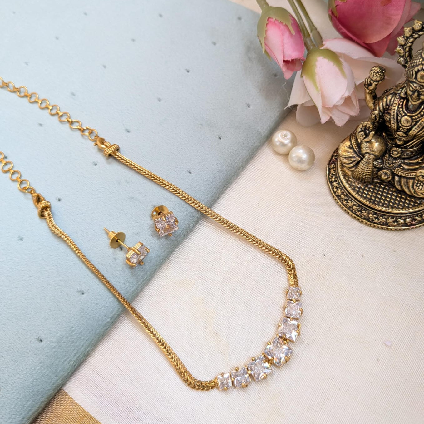 Sleek AD stone choker necklace