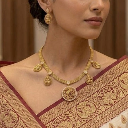 Peacock with lakshmi necklace