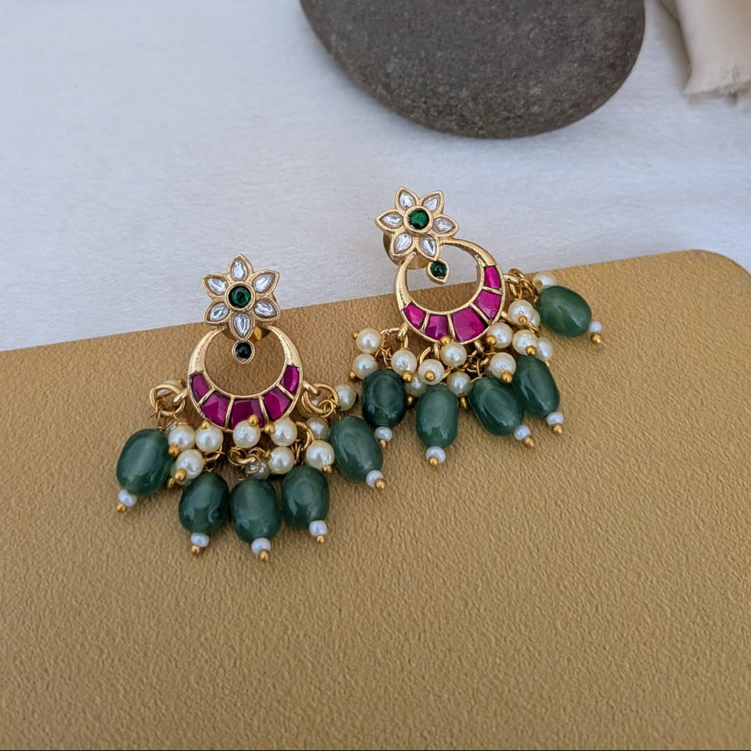 Flower bali jadau earring