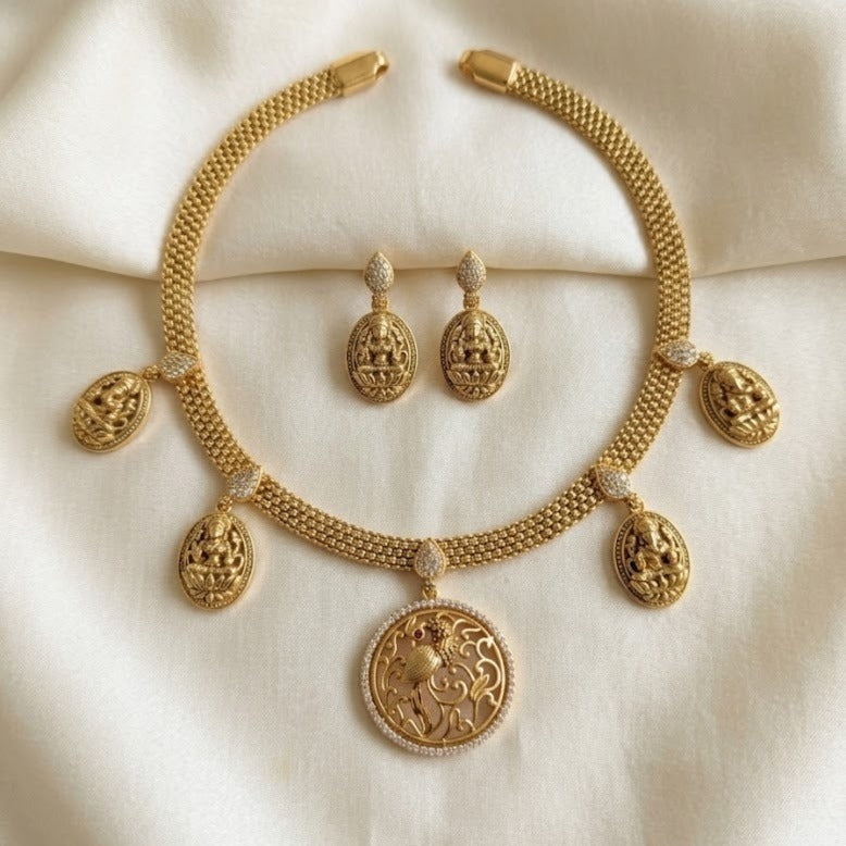 Peacock with lakshmi necklace