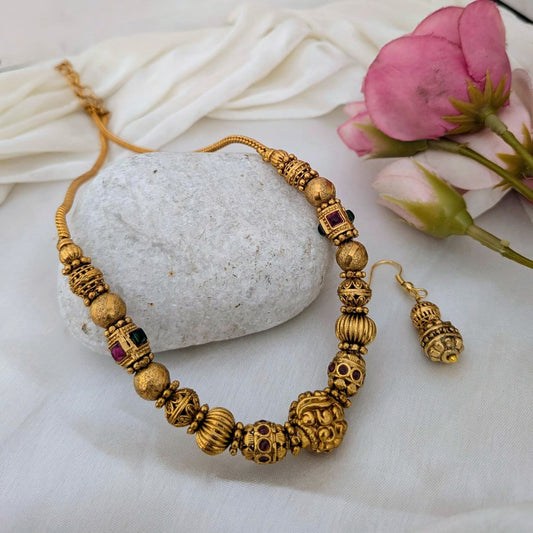 Golden ball beaded necklace