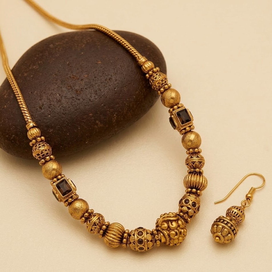 Golden ball beaded necklace