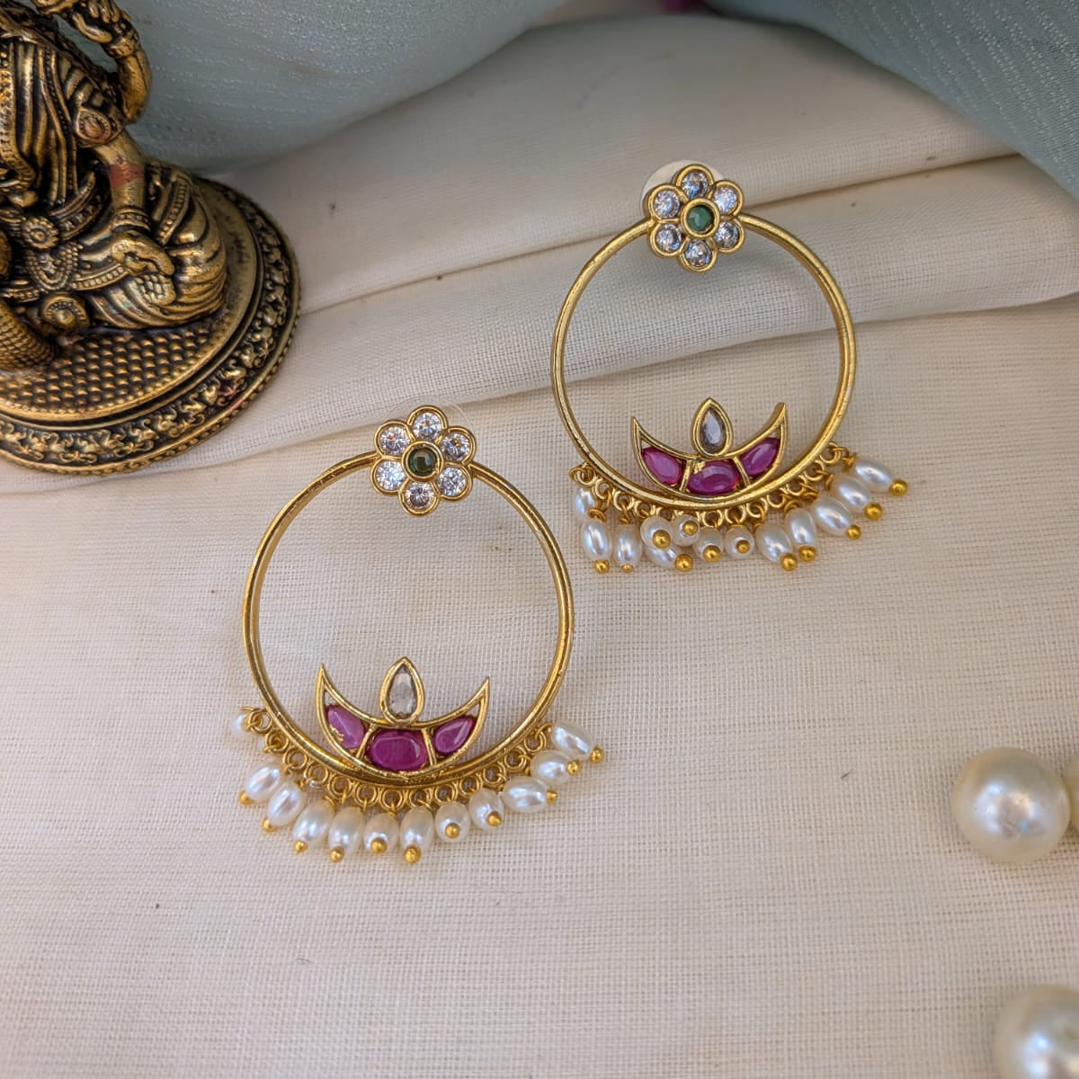 Ruby stone bali stud