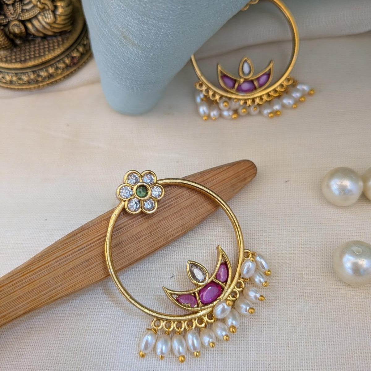 Ruby stone bali stud