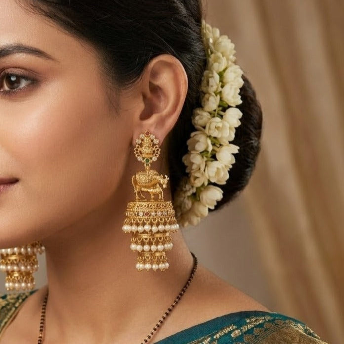Kamadhenu  bridaljumka with pearl drop