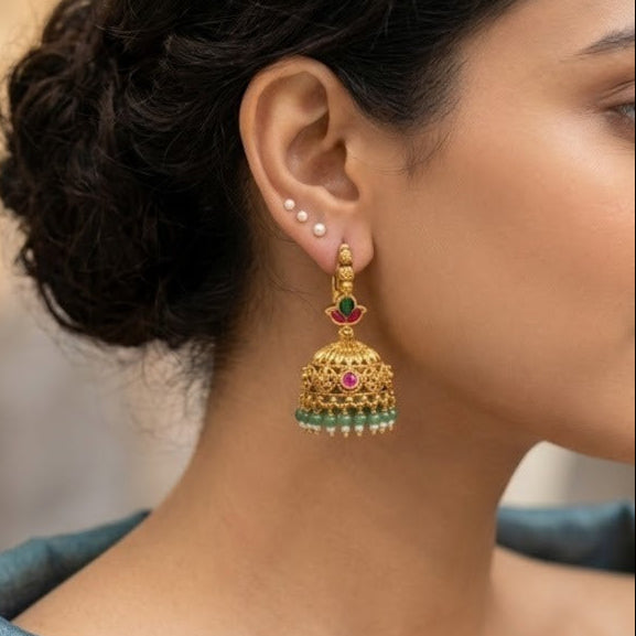 Jadau kundan hook jumka