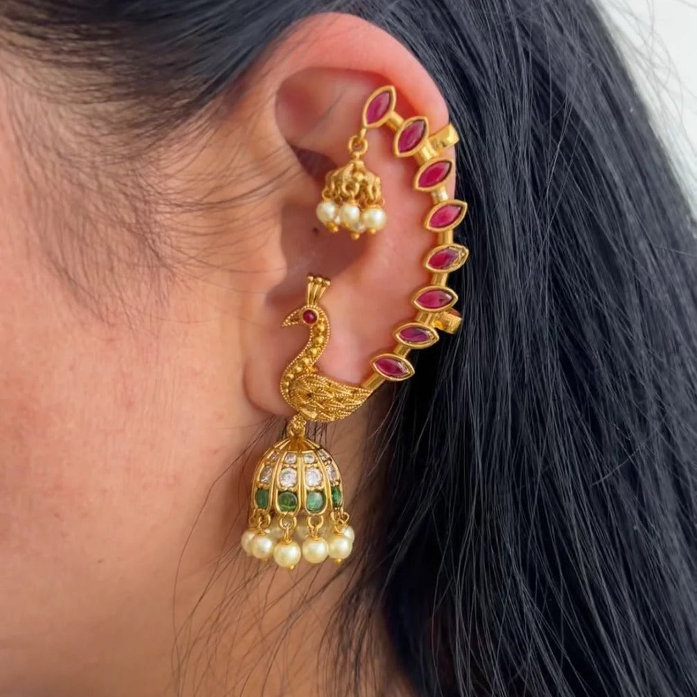Peacock earcuff jumkha Sleek design