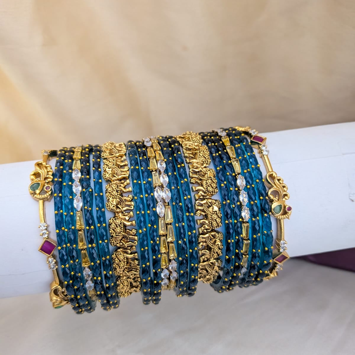 Peacock Blue elephant and peacock design Bridal bangle