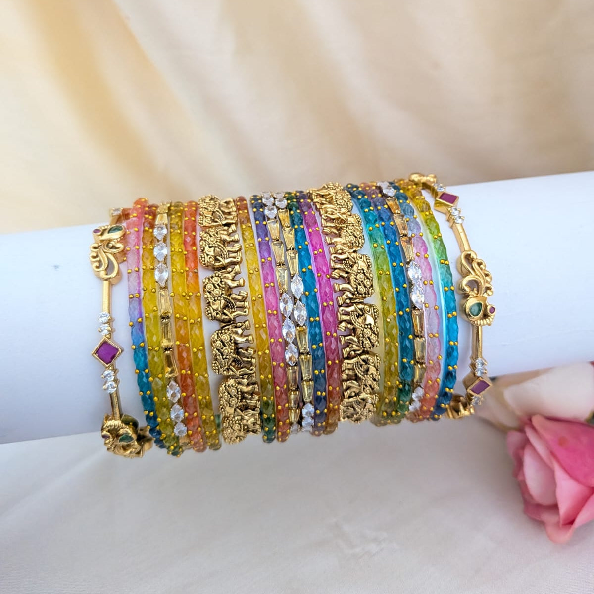 Dark Multi elephant and peacock design Bridal bangle