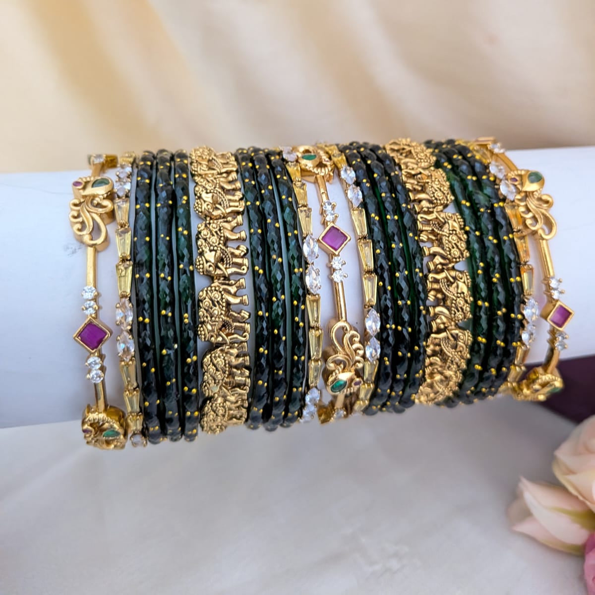 Black elephant and peacock design Bridal bangle