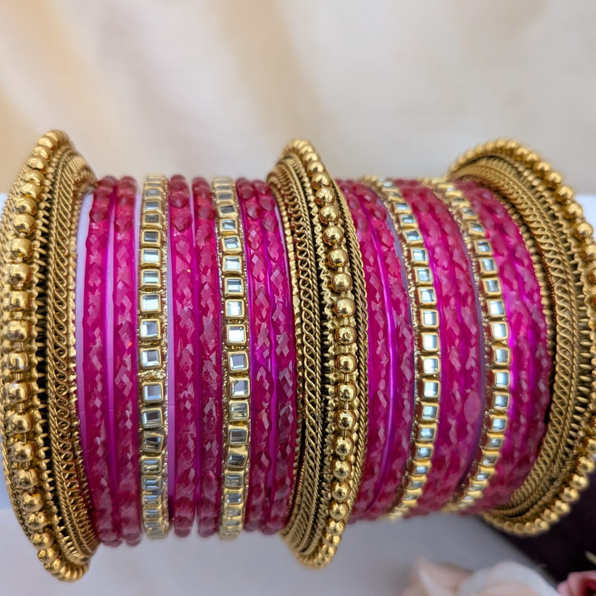Kundan  with glass ruby bridal bangle