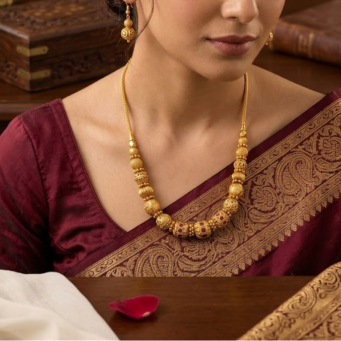 Golden ball beaded necklace