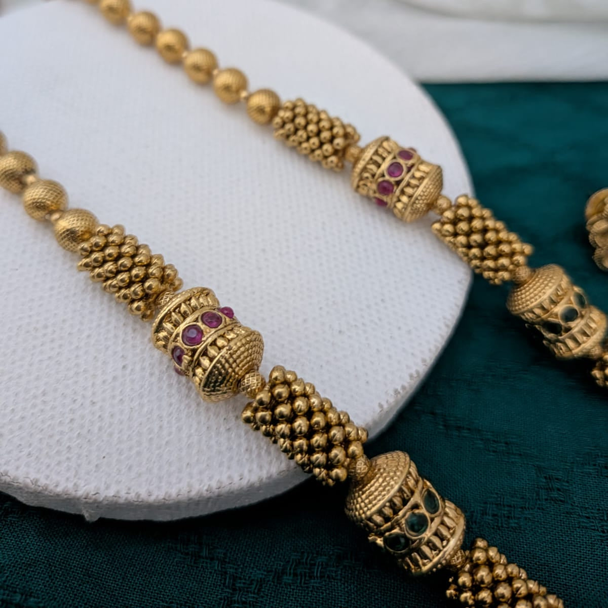 Golden ball beaded long necklace