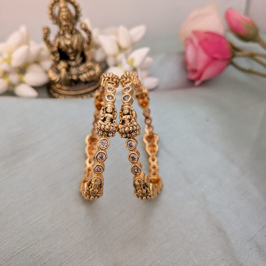 Sleek lakshhmi motif white stone Kids-bangle