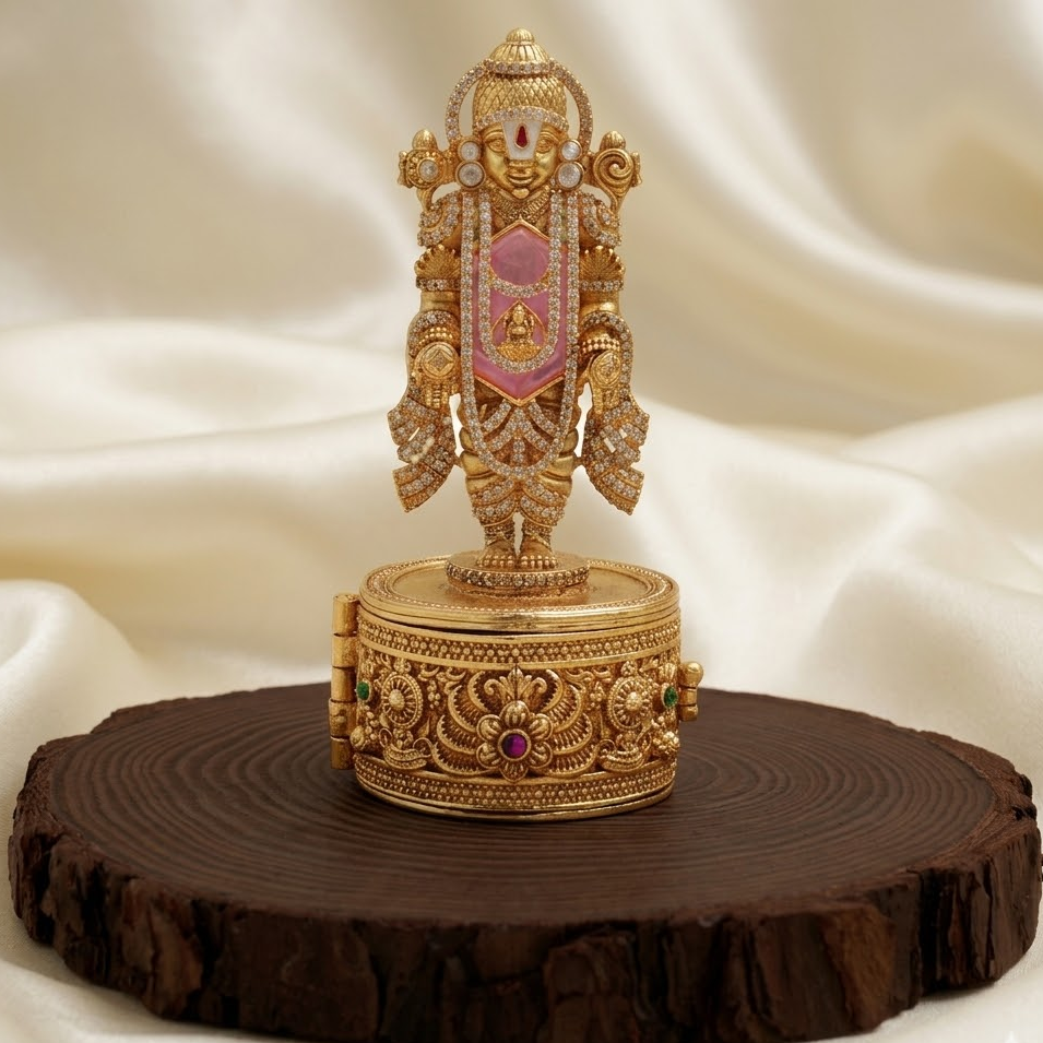Lord Venkateswara Kumkum  SIndoor box - Green