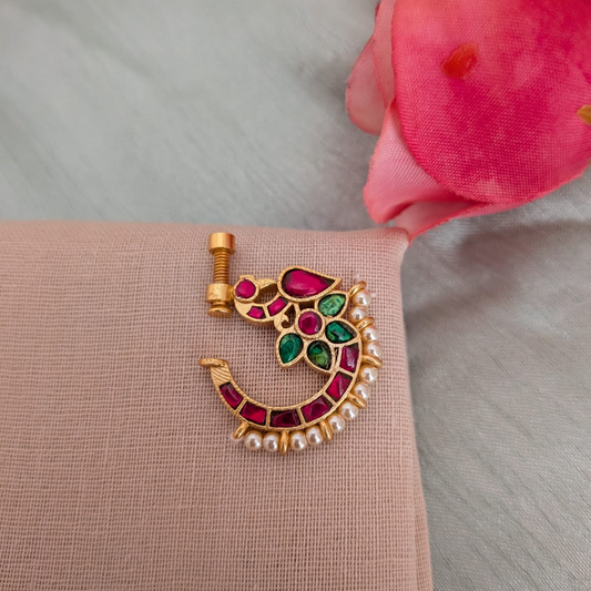 Jadau Kundan Peacock nosepin / Nath