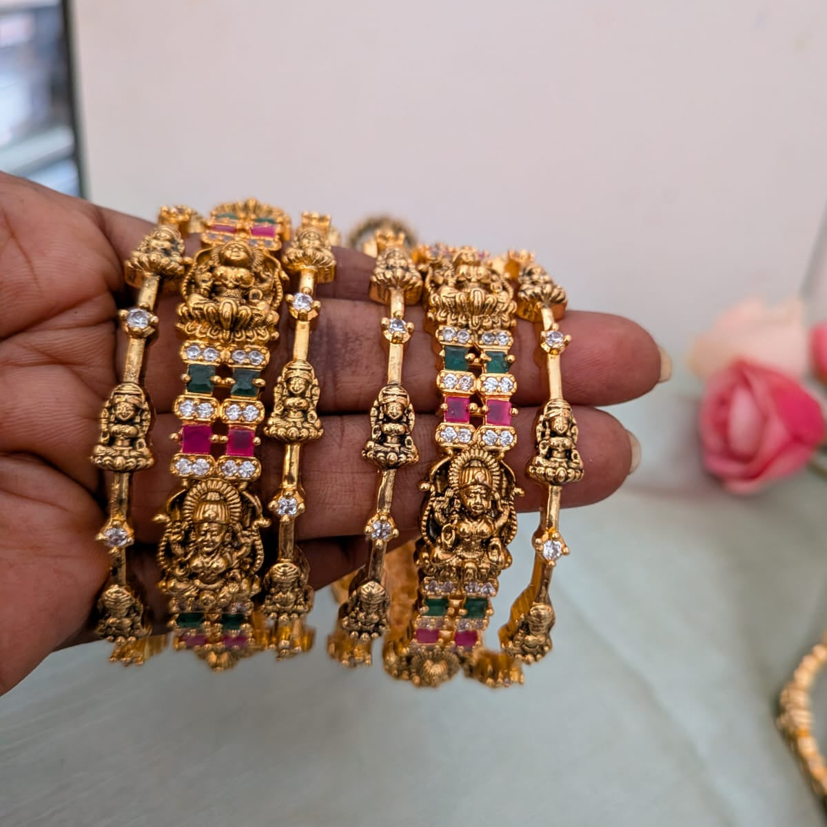 Nakshi work Lakshmi motif bridal bangle