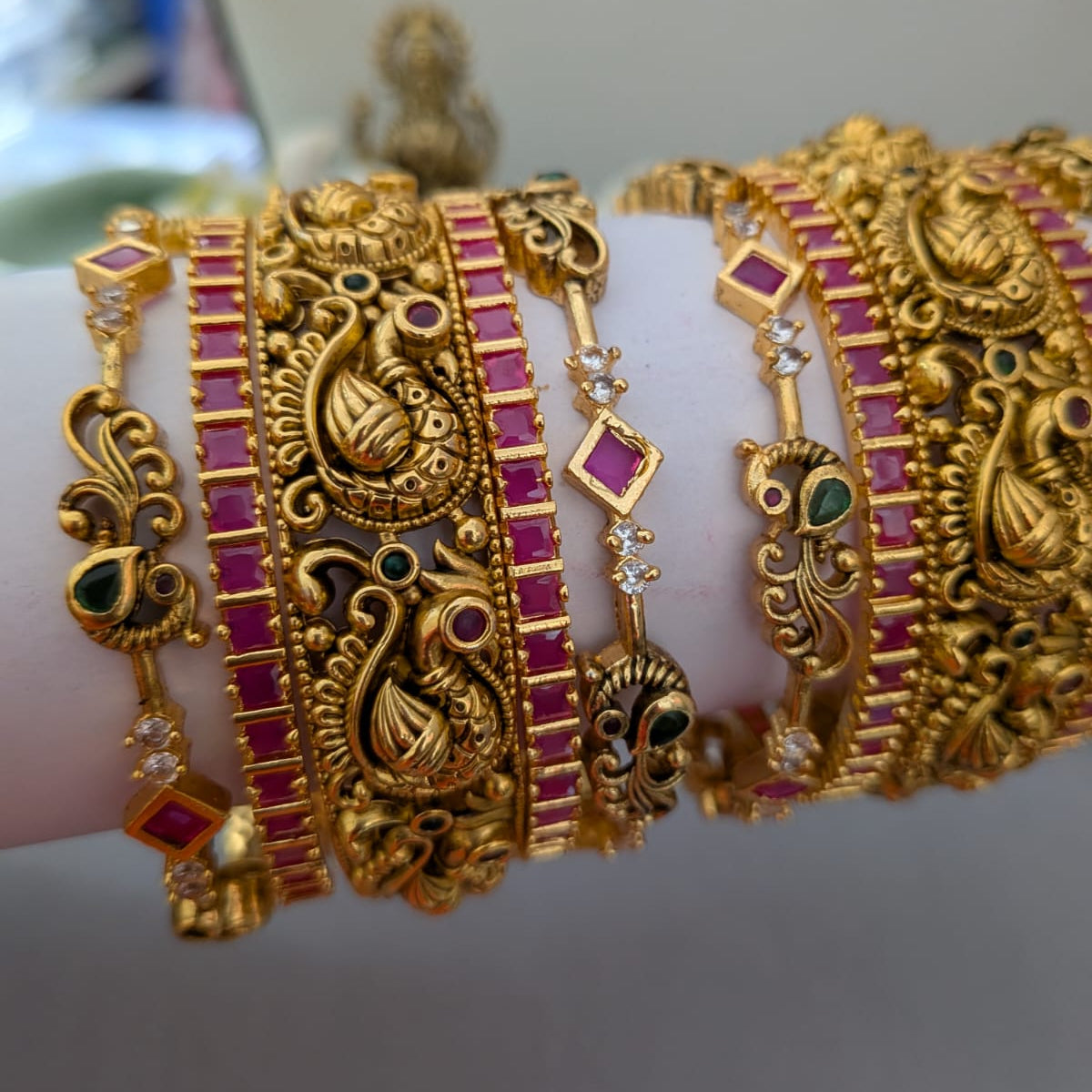 Antique Nakshi Work Peacock Bridal Bangle